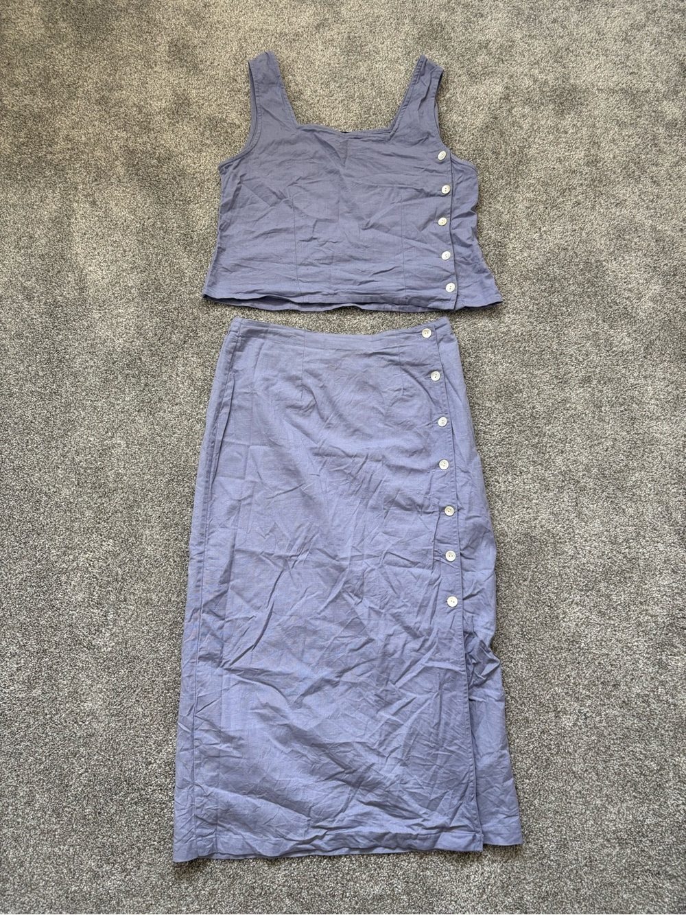 Vintage Two-Piece Button-Side Skirt Set